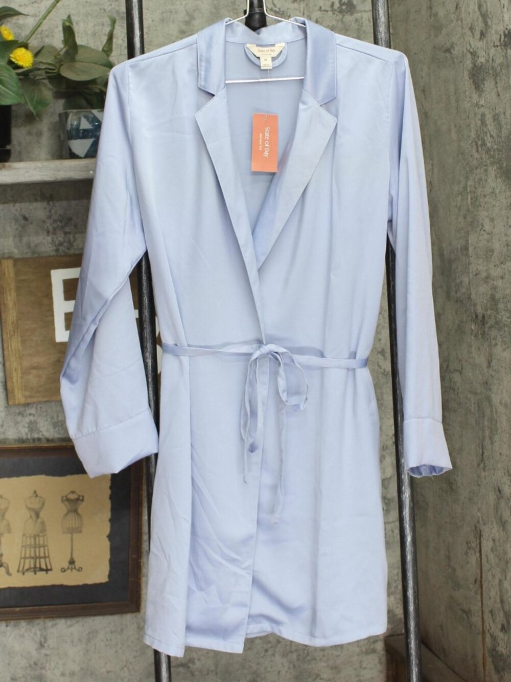 Blue State Of Day Silk Touch Self Tie Robe 100180215Ms Eventice Xs Sz XS